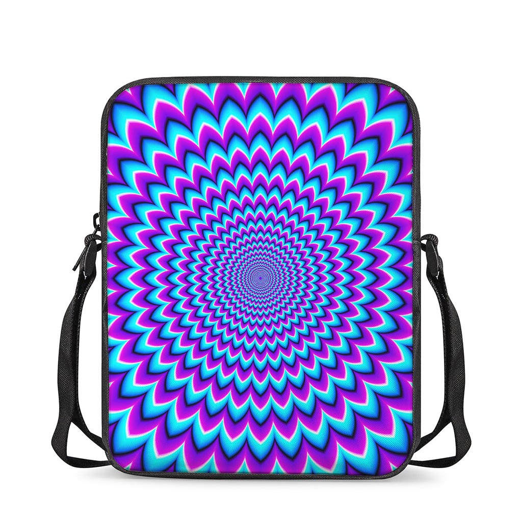 Blue Expansion Moving Optical Illusion Rectangular Crossbody Bag