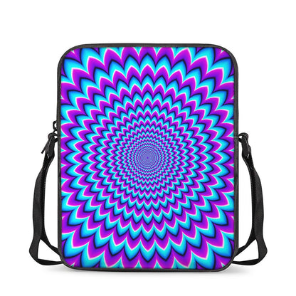 Blue Expansion Moving Optical Illusion Rectangular Crossbody Bag