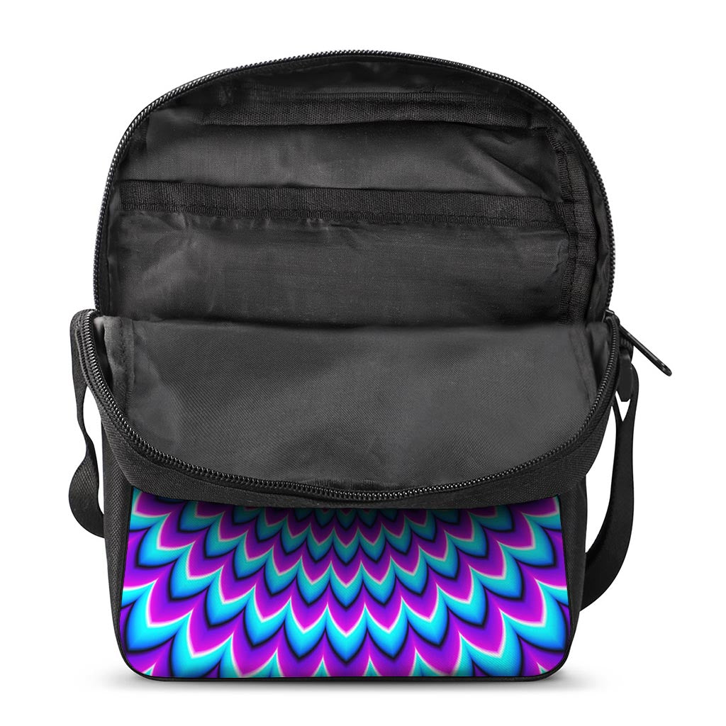 Blue Expansion Moving Optical Illusion Rectangular Crossbody Bag