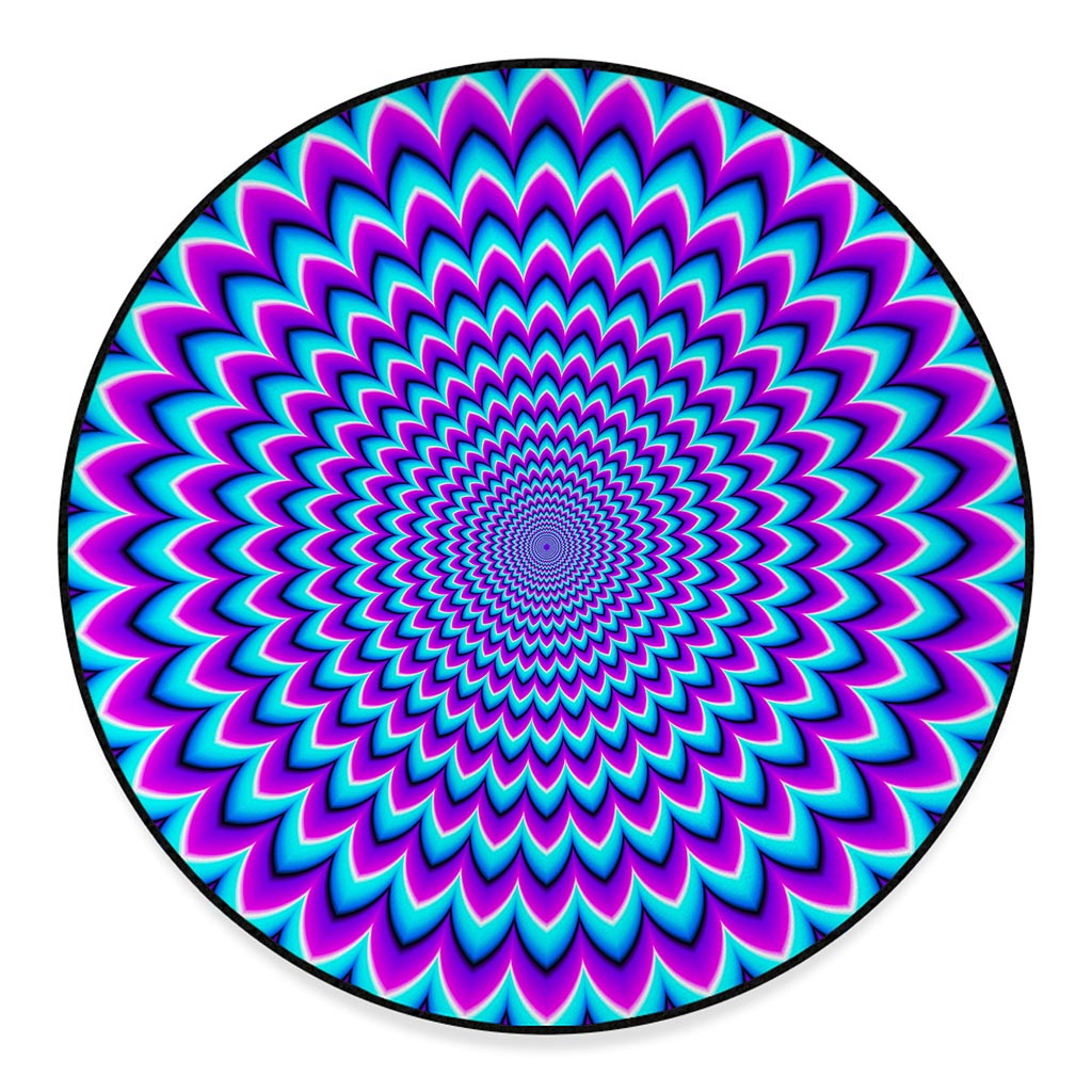 Blue Expansion Moving Optical Illusion Round Floor Mat