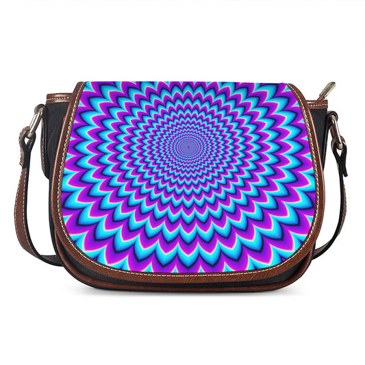 Blue Expansion Moving Optical Illusion Saddle Bag