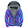 Blue Expansion Moving Optical Illusion Sherpa Lined Zip Up Hoodie