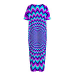 Blue Expansion Moving Optical Illusion Short Sleeve Long Nightdress