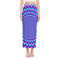 Blue Expansion Moving Optical Illusion Side Slit Maxi Skirt