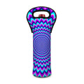 Blue Expansion Moving Optical Illusion Single Neoprene Wine Tote