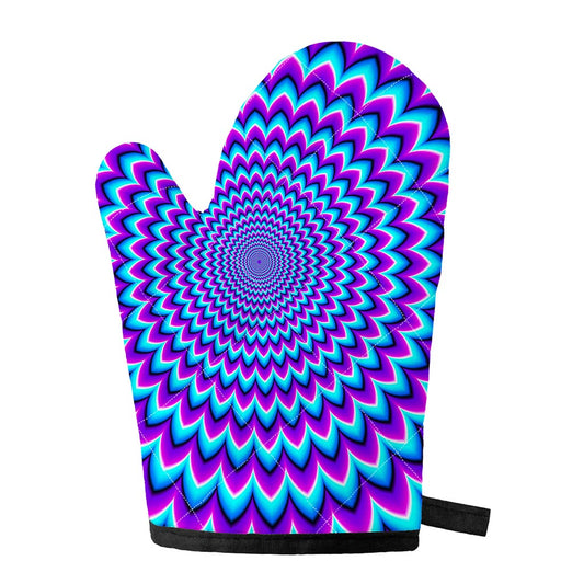 Blue Expansion Moving Optical Illusion Single Oven Mitt