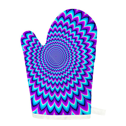 Blue Expansion Moving Optical Illusion Single Oven Mitt
