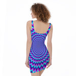 Blue Expansion Moving Optical Illusion Sleeveless Bodycon Dress