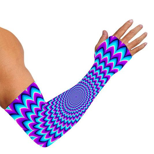 Blue Expansion Moving Optical Illusion Sun Protection Arm Sleeves