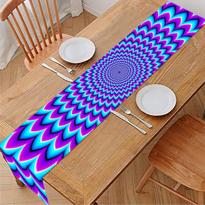 Blue Expansion Moving Optical Illusion Table Runner