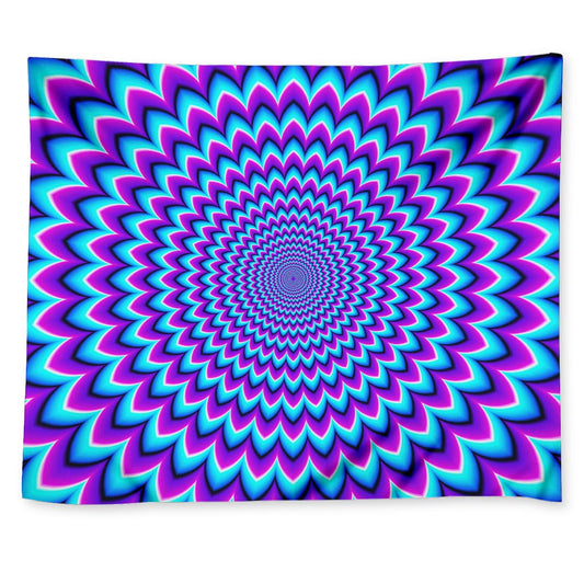 Blue Expansion Moving Optical Illusion Tapestry