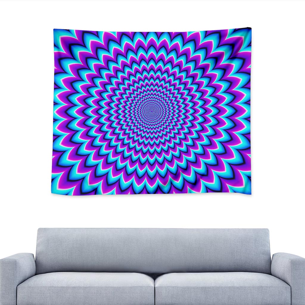 Blue Expansion Moving Optical Illusion Tapestry