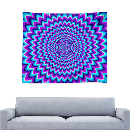 Blue Expansion Moving Optical Illusion Tapestry