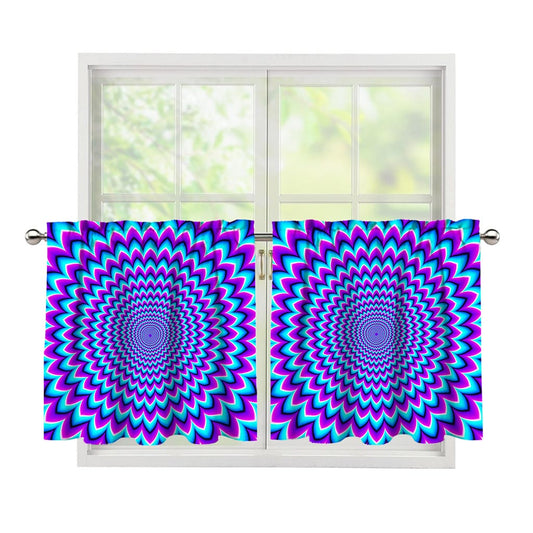 Blue Expansion Moving Optical Illusion Tier Curtains