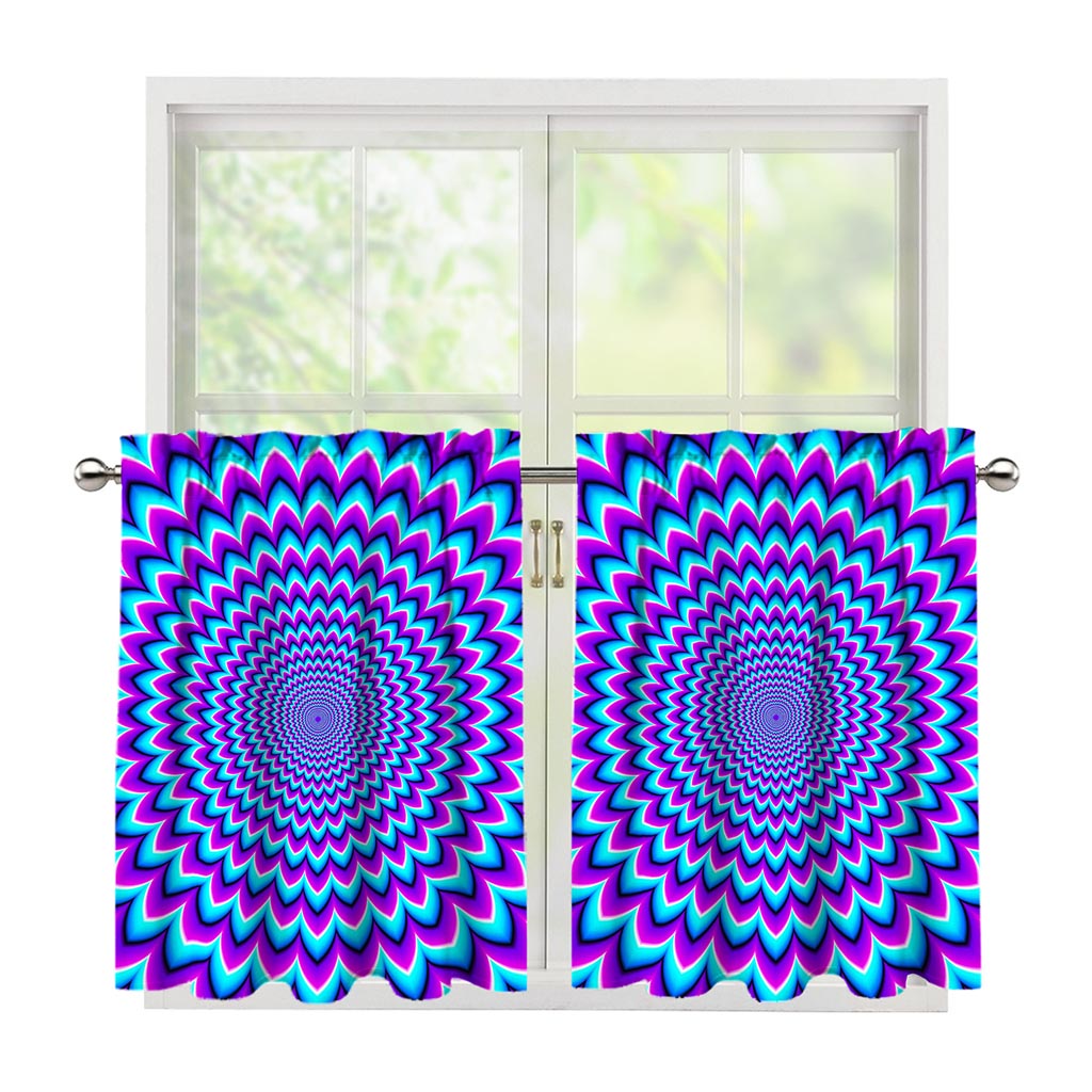 Blue Expansion Moving Optical Illusion Tier Curtains