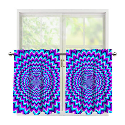 Blue Expansion Moving Optical Illusion Tier Curtains