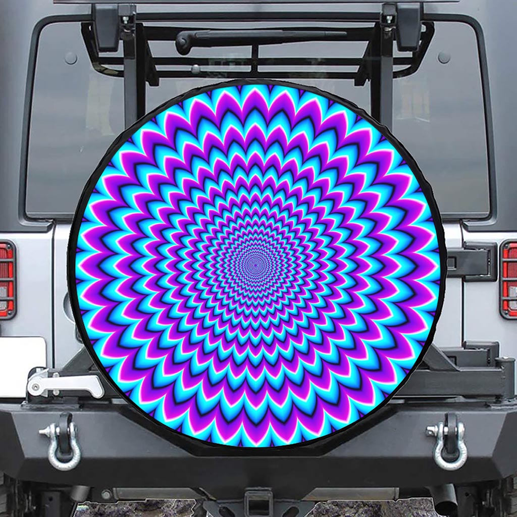 Blue Expansion Moving Optical Illusion Tire Cover