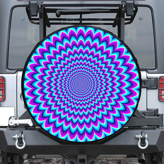 Blue Expansion Moving Optical Illusion Tire Cover