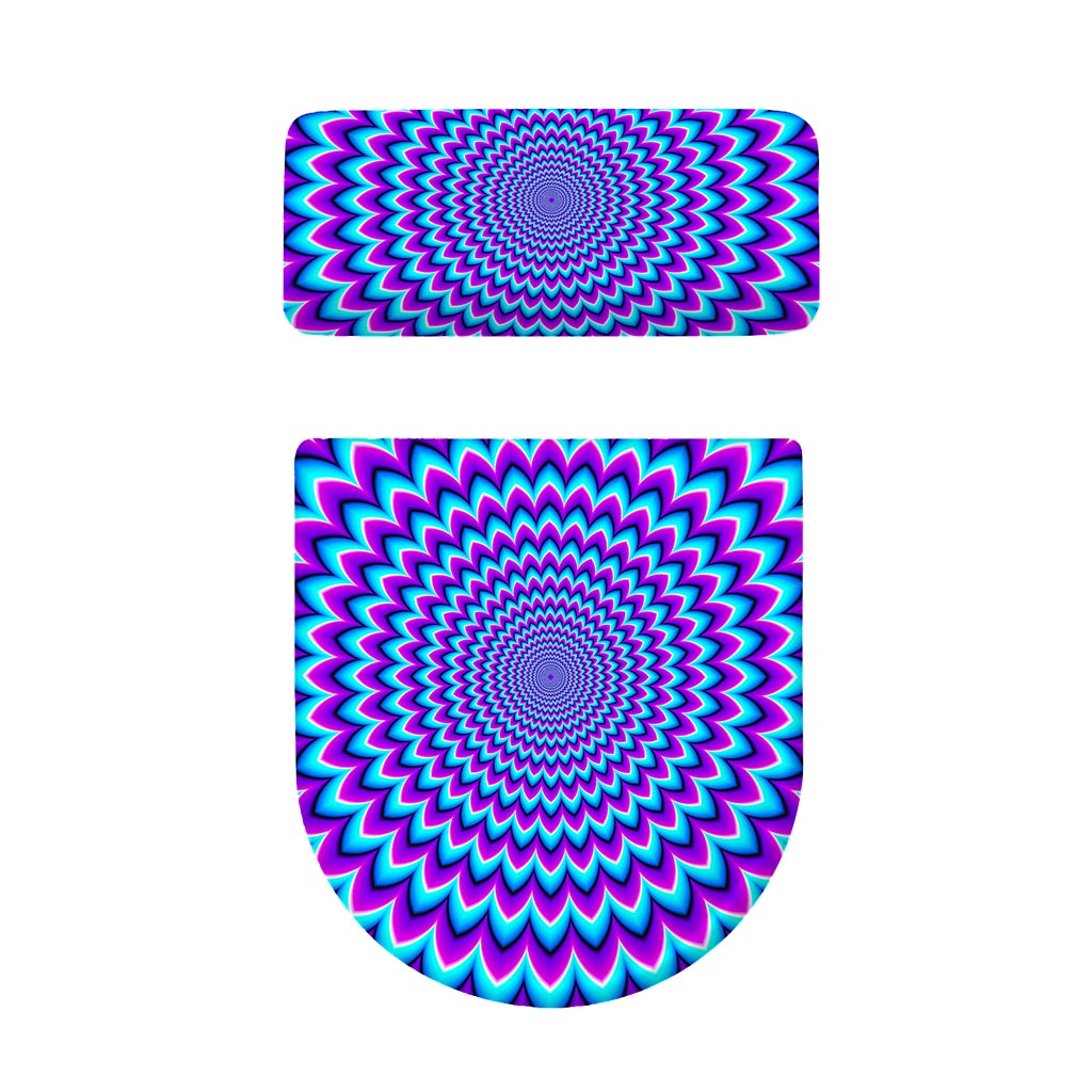 Blue Expansion Moving Optical Illusion Toilet Lid And Tank Cover Set