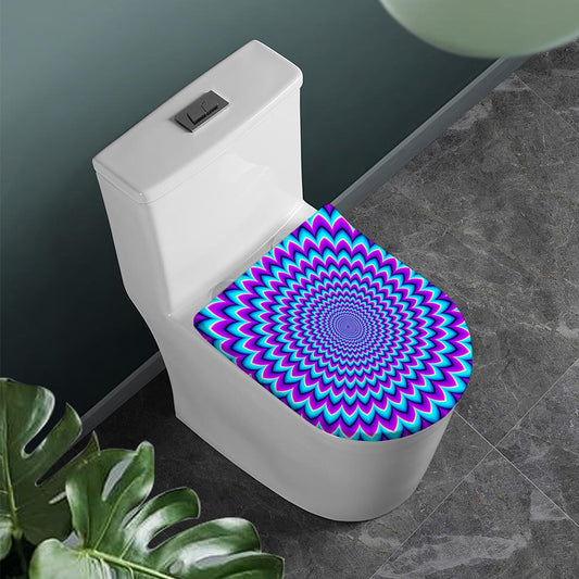 Blue Expansion Moving Optical Illusion Toilet Lid Cover