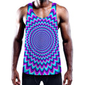 Blue Expansion Moving Optical Illusion Men's Workout Tank Top