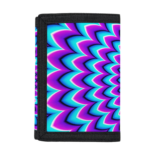 Blue Expansion Moving Optical Illusion Trifold Wallet