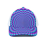 Blue Expansion Moving Optical Illusion White Mesh Trucker Cap