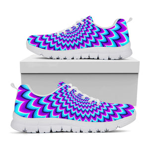 Blue Expansion Moving Optical Illusion White Running Shoes
