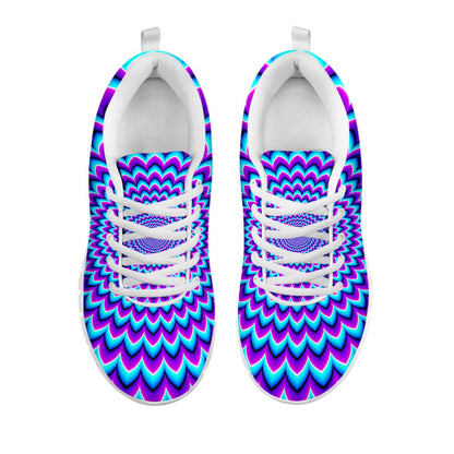Blue Expansion Moving Optical Illusion White Running Shoes