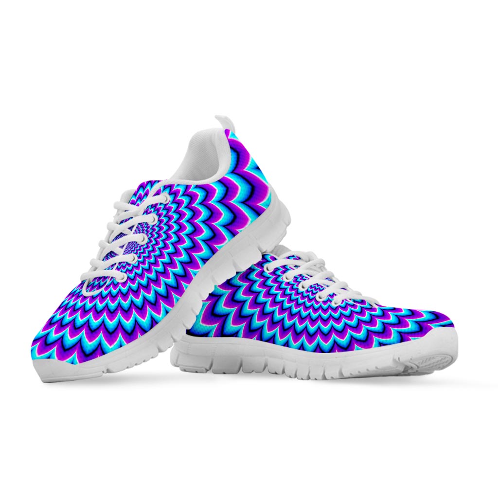 Blue Expansion Moving Optical Illusion White Running Shoes