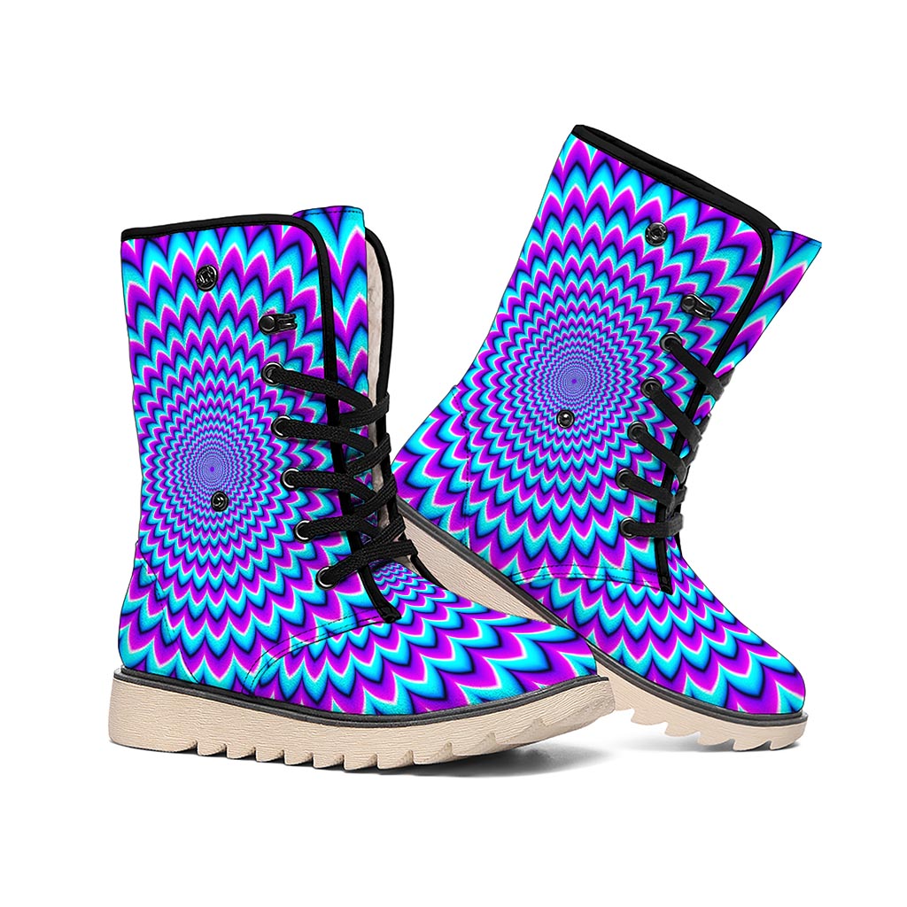 Blue Expansion Moving Optical Illusion Winter Boots