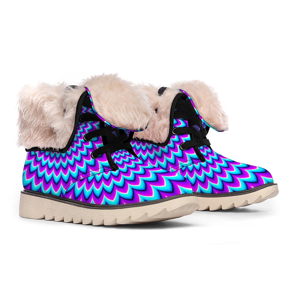Blue Expansion Moving Optical Illusion Winter Boots