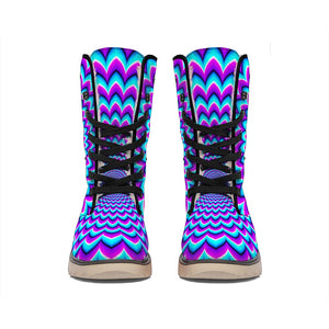 Blue Expansion Moving Optical Illusion Winter Boots