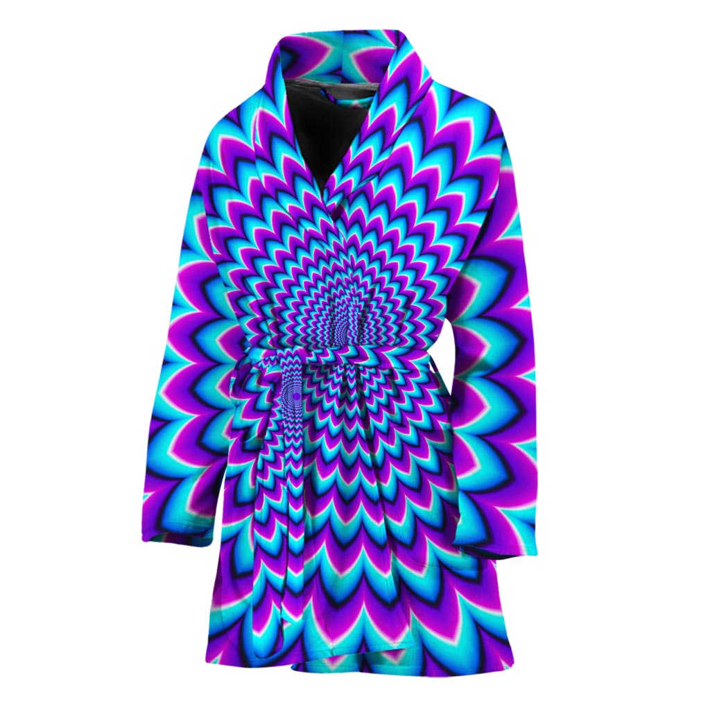 Blue Expansion Moving Optical Illusion Women's Bathrobe