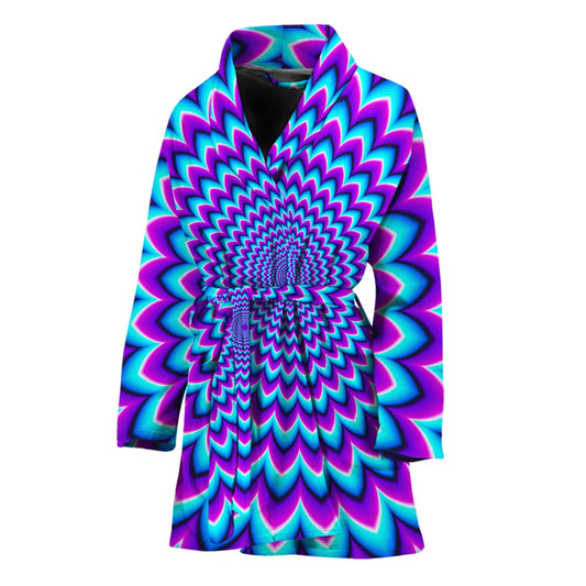 Blue Expansion Moving Optical Illusion Women's Bathrobe