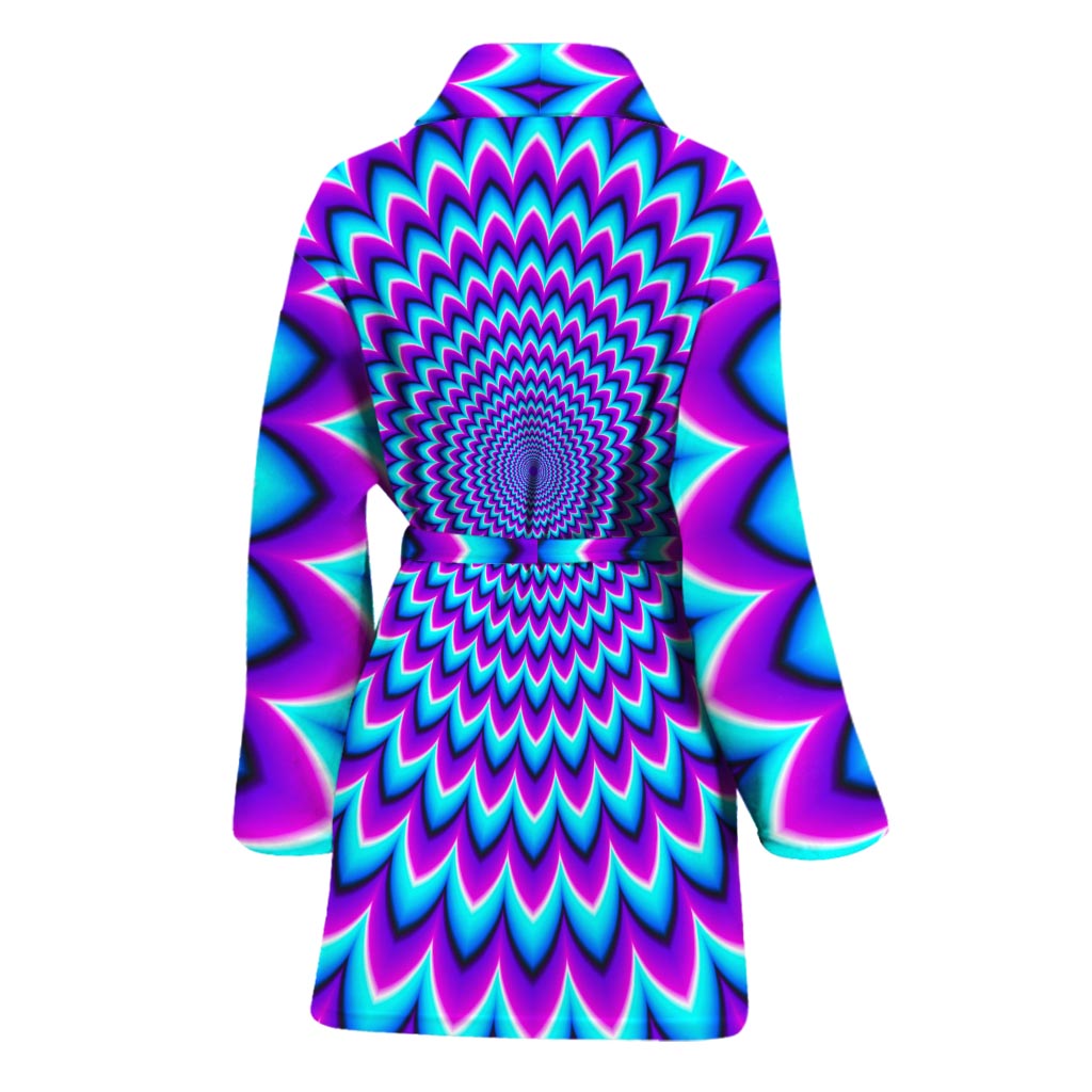 Blue Expansion Moving Optical Illusion Women's Bathrobe