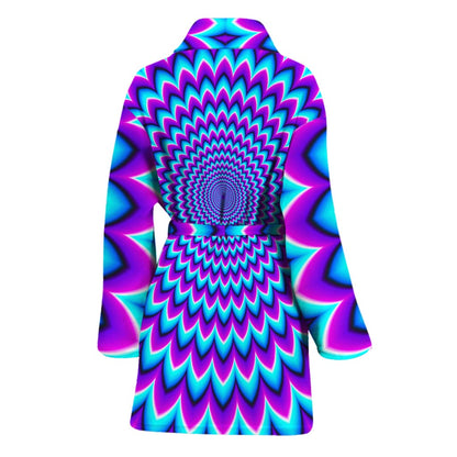 Blue Expansion Moving Optical Illusion Women's Bathrobe