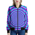 Blue Expansion Moving Optical Illusion Women's Bomber Jacket