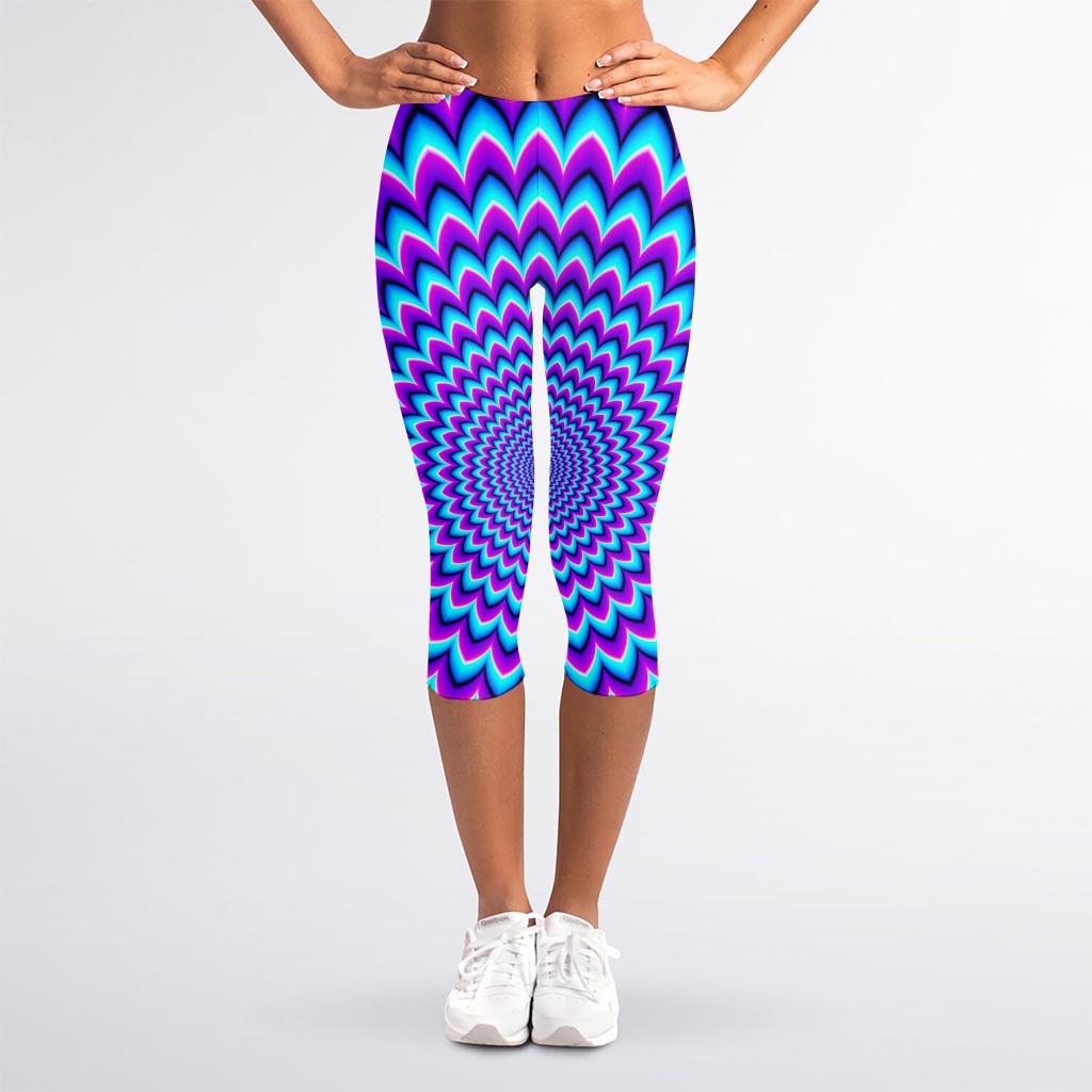 Blue Expansion Moving Optical Illusion Women's Capri Leggings