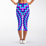 Blue Expansion Moving Optical Illusion Women's Capri Leggings