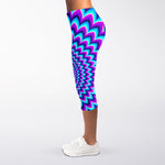 Blue Expansion Moving Optical Illusion Women's Capri Leggings