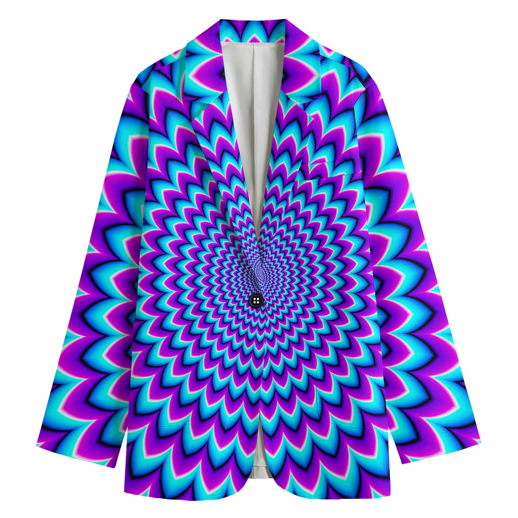 Blue Expansion Moving Optical Illusion Women's Cotton Blazer