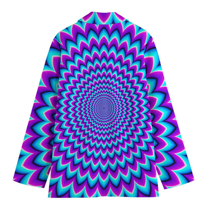 Blue Expansion Moving Optical Illusion Women's Cotton Blazer