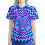 Blue Expansion Moving Optical Illusion Women's Polo Shirt