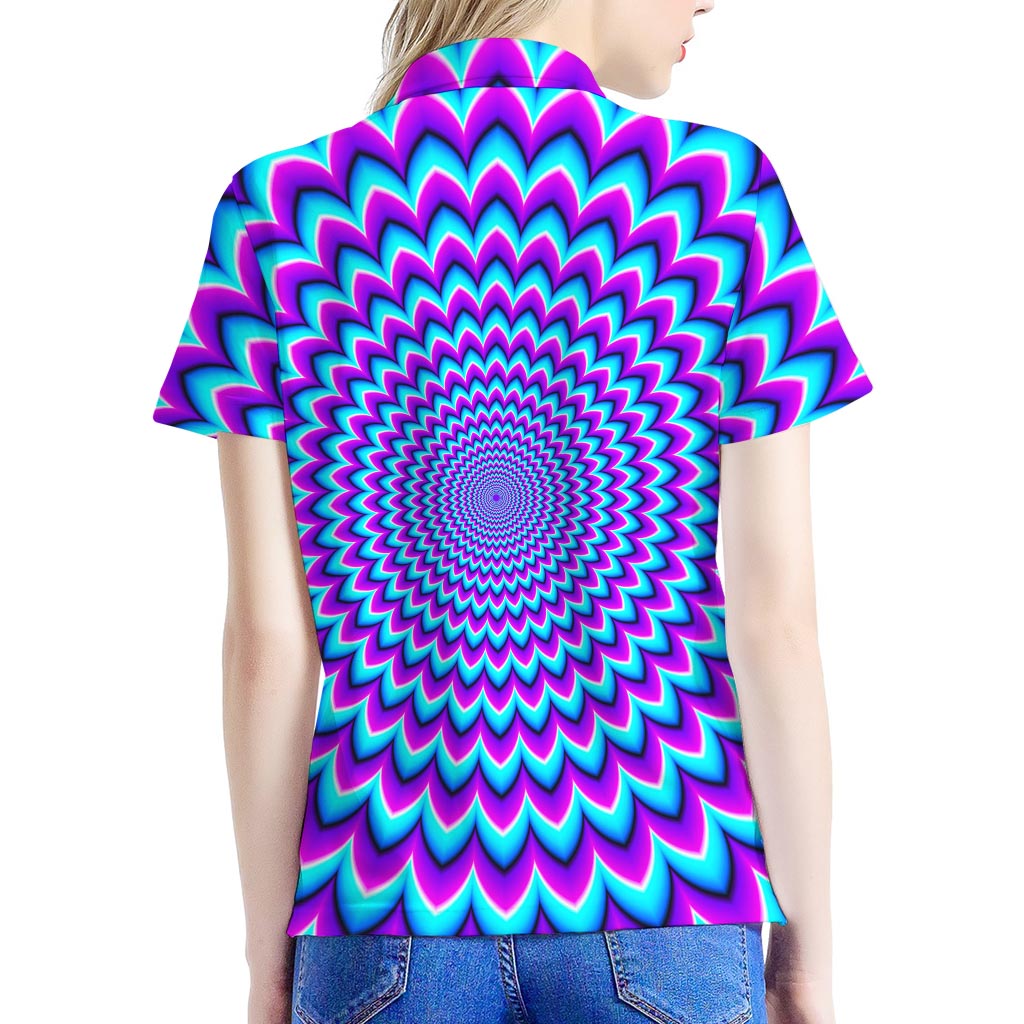 Blue Expansion Moving Optical Illusion Women's Polo Shirt