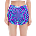 Blue Expansion Moving Optical Illusion Women's Split Running Shorts