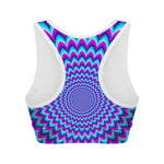 Blue Expansion Moving Optical Illusion Women's Sports Bra