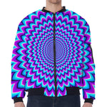 Blue Expansion Moving Optical Illusion Zip Sleeve Bomber Jacket