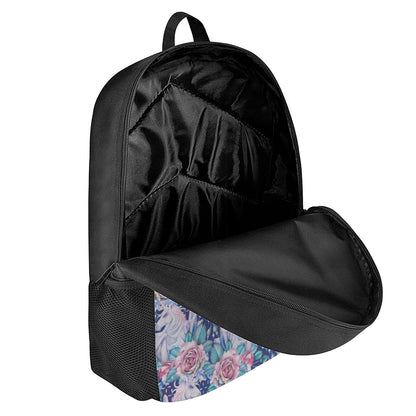 Blue Fairy Rose Unicorn Pattern Print 17 Inch Backpack