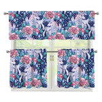 Blue Fairy Rose Unicorn Pattern Print 3 Piece Kitchen Curtains